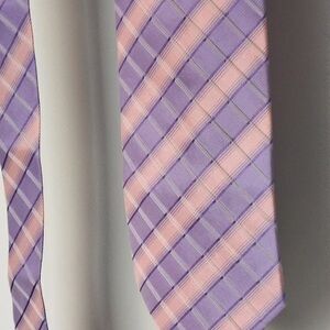 Elegant Purple and Peach Plaid Men's Tie